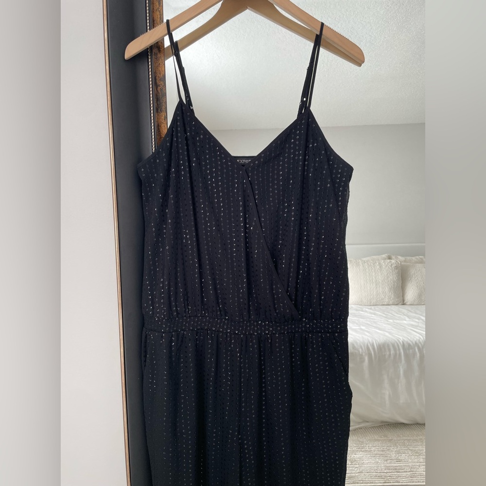 Express Black Sequin Jumpsuit - image 3